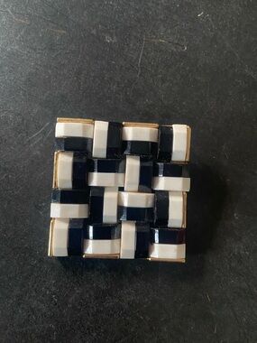 Vintage Trifari by Alfred Philippe White Woven Square Accent Brooch 50’s
